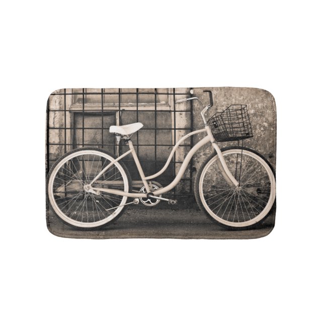 Tapete De Banheiro Bicicleta Vintage Com Cesta (frente)