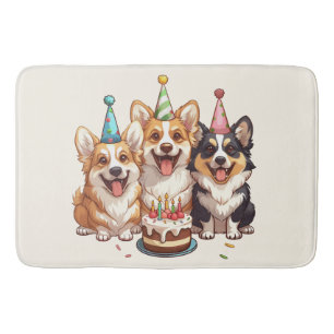 Tapete De Banheiro Birthday Corgi Dogs