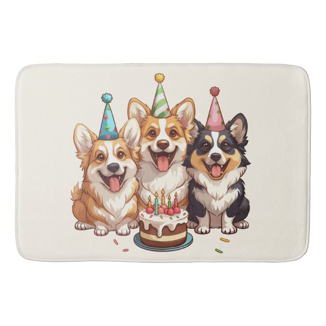 Tapete De Banheiro Birthday Corgi Dogs (Frente)
