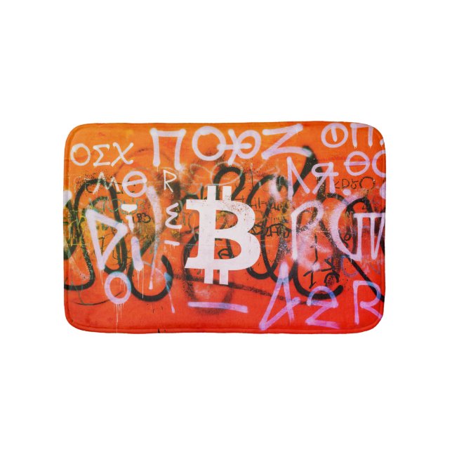 Tapete De Banheiro "Bitcoin Graffiti" (Estilo #9) Arte de Rua (frente)