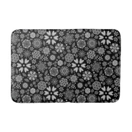 Tapete De Banheiro Black And Gray Retro Floral Art Seamless Pattern