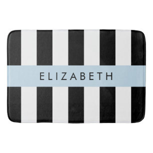 Tapete De Banheiro Black and White Stripes, Stripes, Linhas, Seu Nome