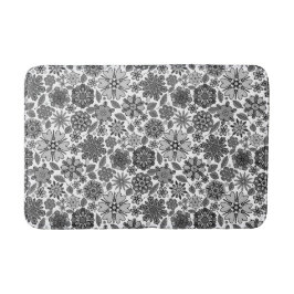 Tapete De Banheiro Black Gray White Retro Floral Art Seamless Pattern