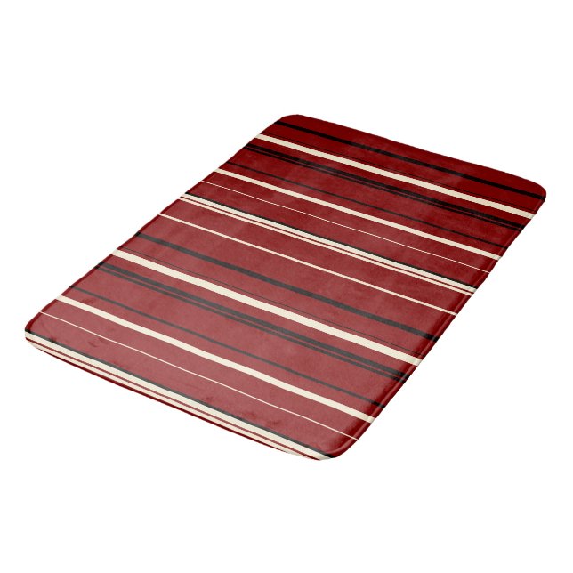 Tapete De Banheiro Black Red and White Stripes (Angulado)