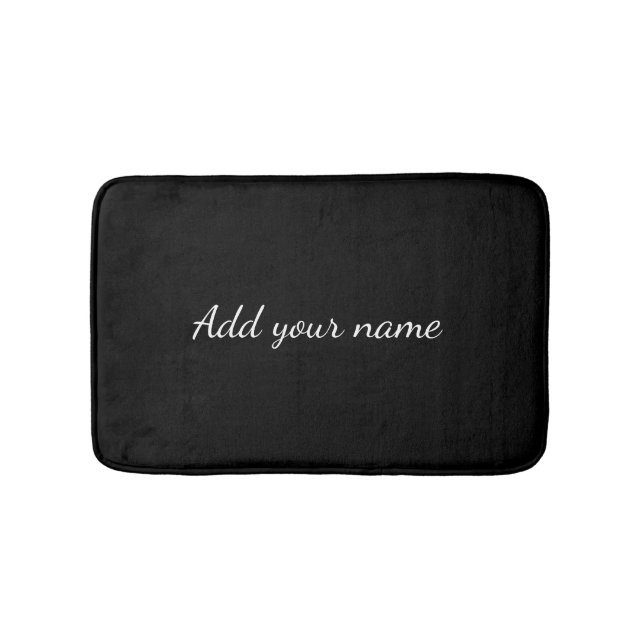 Tapete De Banheiro Black solid add name text message here throw pillo (frente)