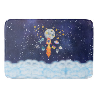 Tapete De Banheiro Blast Off Rocketship Kids Bath Mat Bathroom Decor