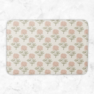 Tapete De Banheiro Bloco de Impressão Floral de Peônia Rosa Suave Vin