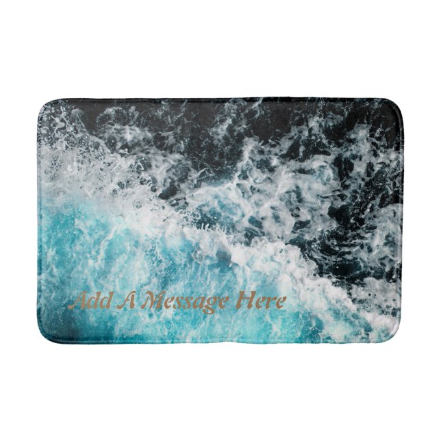 Tapete De Banheiro Blue Black Ocean Waves Hawaii Personalizável (Frente)