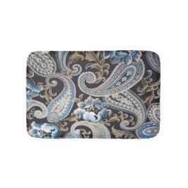 Tapete De Banheiro Blue Brown Vintage Paisley