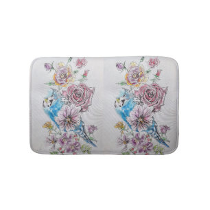 Tapete De Banheiro Blue Budget & Rosa Art Flores florais Bath Mat