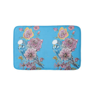 Tapete De Banheiro Blue Budget & Rosa Art Flores florais Bath Mat