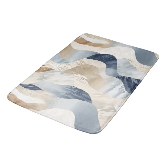 Tapete De Banheiro Blue Cream Sand Ivory Abstrato Waves Beach (Angulado)