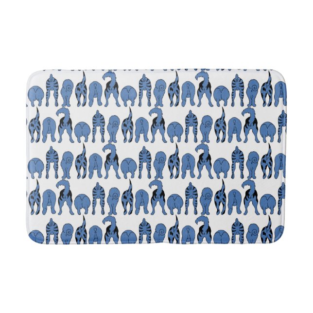 Tapete De Banheiro Blue Dog Butts Pattern (Frente)
