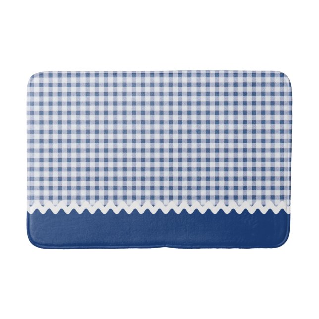 Tapete De Banheiro Blue Gingham Bath Mat (Frente)