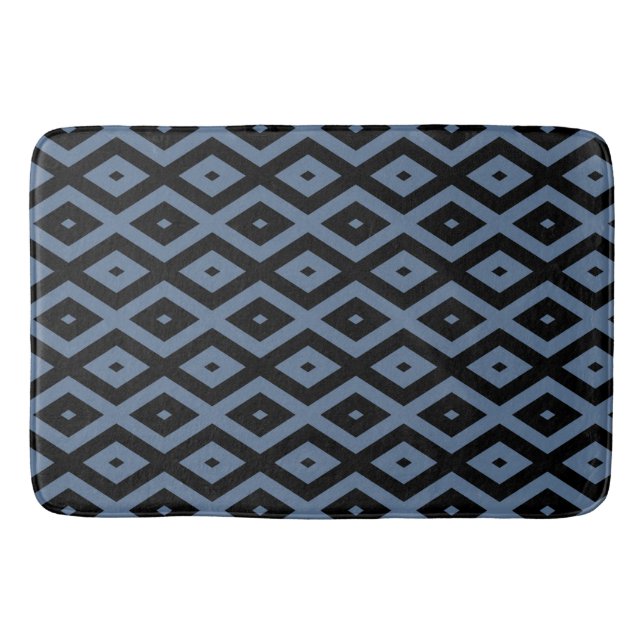 Tapete De Banheiro Blue grey and black diamond pattern (Frente)