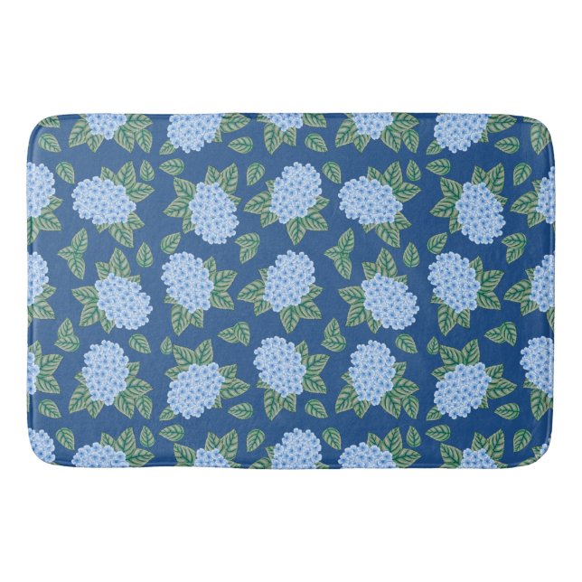 Tapete De Banheiro Blue Hydrangeas Custom Bath Mat (Frente)