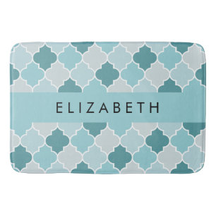 Tapete De Banheiro Blue Marroquino Trellis, Quatrefoil, Seu Nome