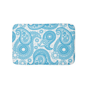 Tapete De Banheiro Blue Paisley sobre fundo branco