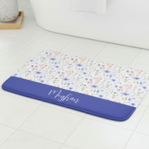 Blue Purple Watercolor Wildflower Name Monogram