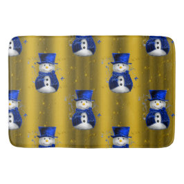 Tapete De Banheiro Blue Snowman no Dourado Natal