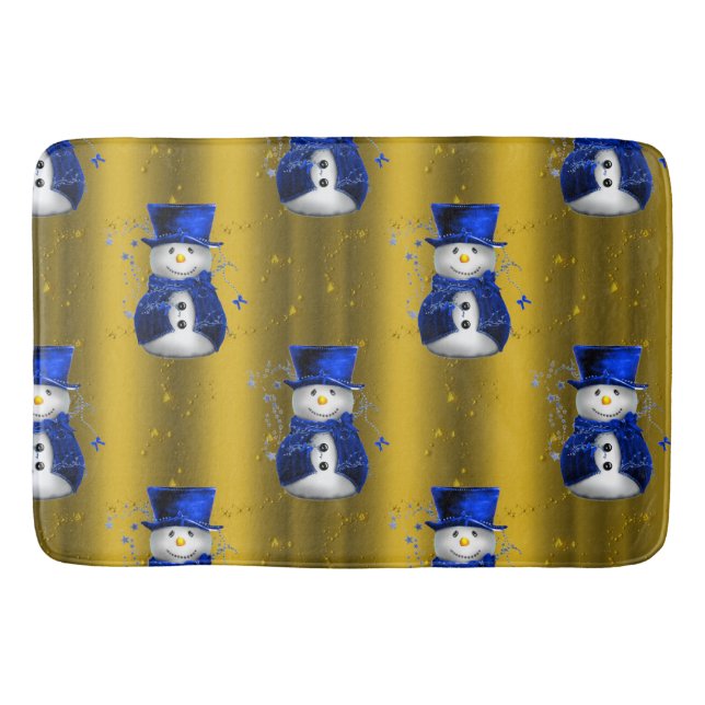 Tapete De Banheiro Blue Snowman no Dourado Natal (Frente)