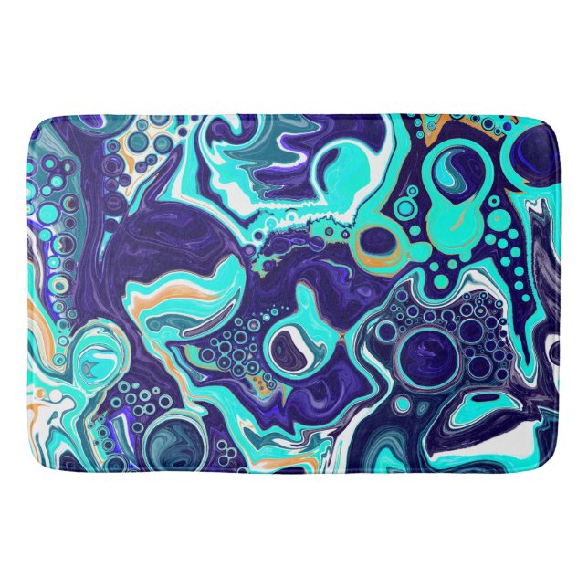 Tapete De Banheiro Blue TeOcean Swirls Marble Fluid Art (Frente)