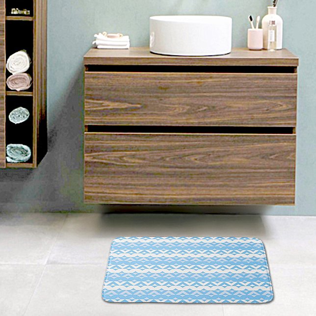 Tapete De Banheiro Blue Triangles Pattern Bath Mat (Criador carregado)