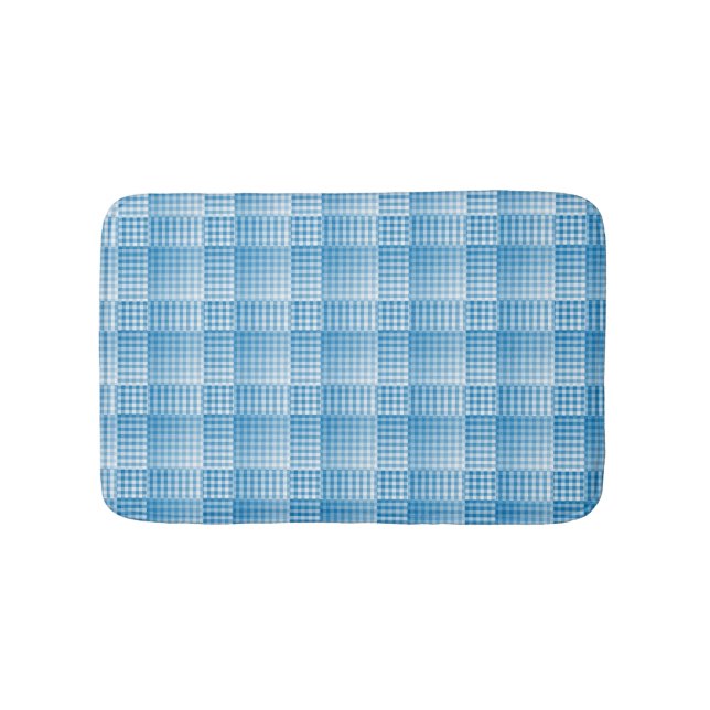 Tapete De Banheiro Blue White Checker Abstract Pattern (frente)
