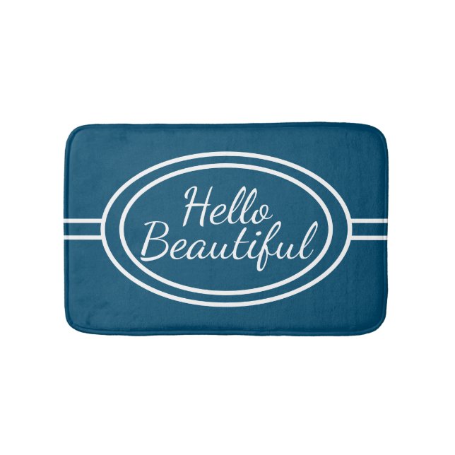 Tapete De Banheiro Blue & White Hello Linda Bath Mat (frente)