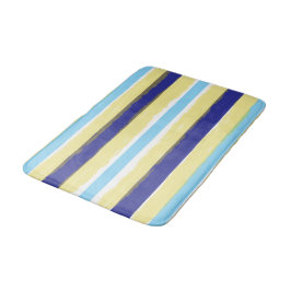 Tapete De Banheiro Blue White Yellow Summer Stripes