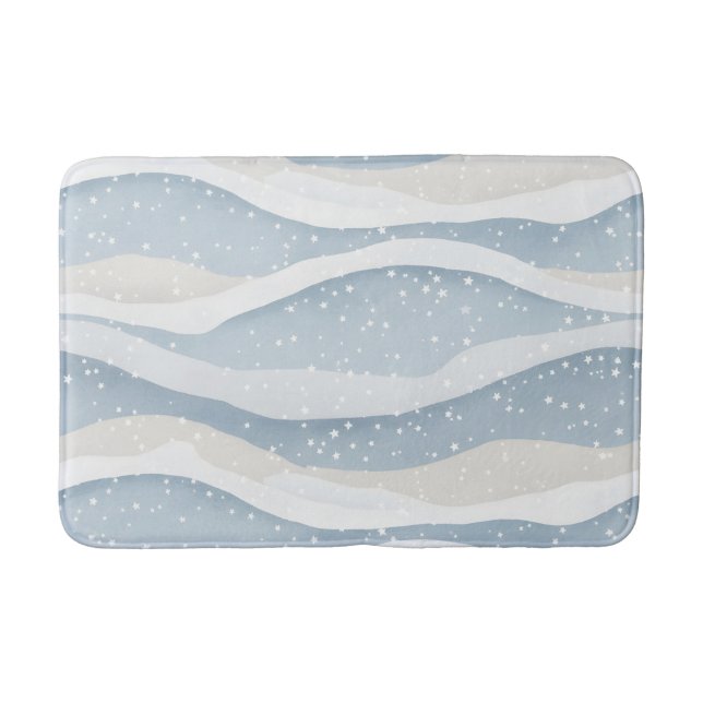 Tapete De Banheiro Blue Winter Snowfall Wave Personalized Pattern (Frente)