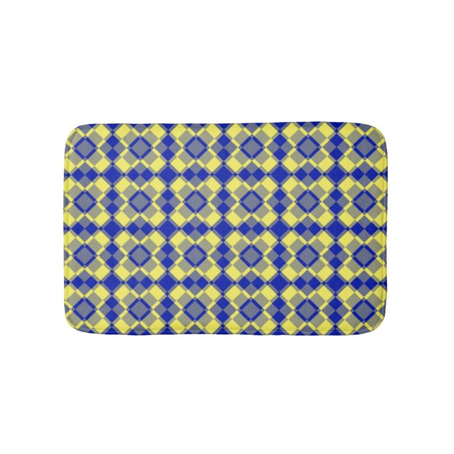 Tapete De Banheiro Blue Yellow Checker Argyle Pattern (frente)
