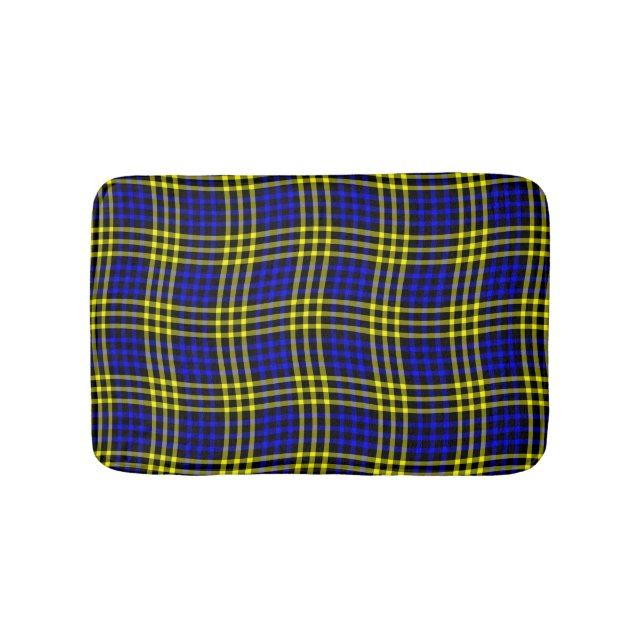 Tapete De Banheiro Blue Yellow Plaid Checker Seamless Pattern (frente)