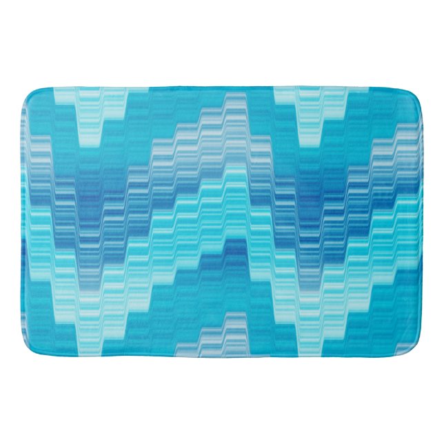 Tapete De Banheiro blues e Bath Mat geométrico branco (Frente)