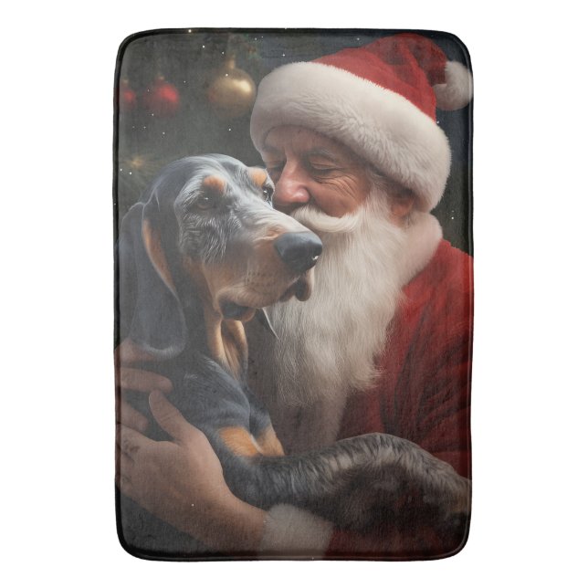 Tapete De Banheiro Bluetick Coonhound com Papai Noel Natal (Frente Vertical)