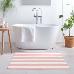 Tapete De Banheiro Blush Pink e White Stripes Cores editáveis