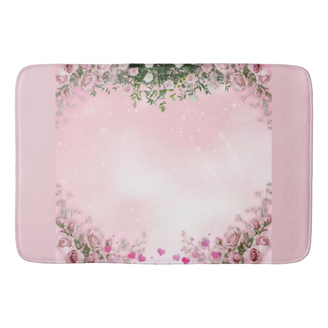 Tapete De Banheiro Blush Rose Floral Bathroom Mat (Frente)