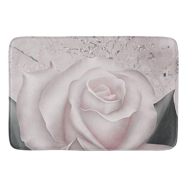 Tapete De Banheiro Blush White Rose Glam Modern Marble Chique (Frente)