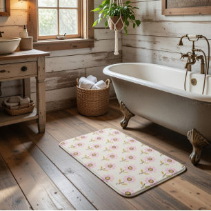 Tapete De Banheiro Boho Bath Mat com Ucraniano Folk Cross Stitch Flo