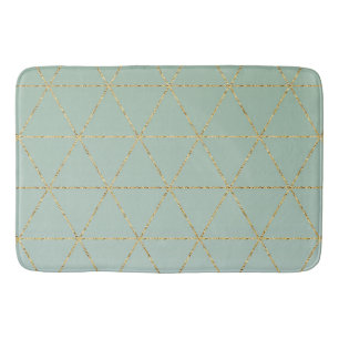Tapete De Banheiro Boho Boêmio Chic Dourado & Geométrico Glam Menta