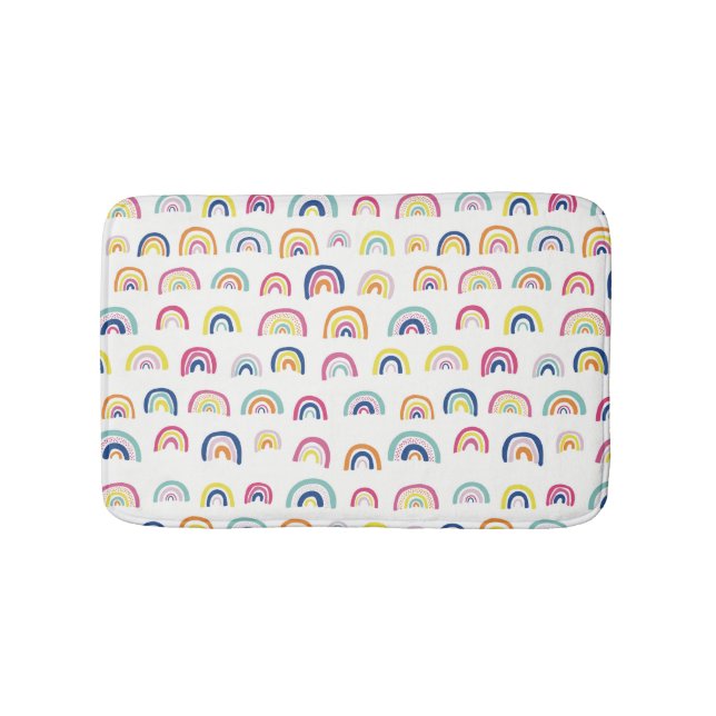 Tapete De Banheiro Boho Branco Multi Arco-íris (frente)
