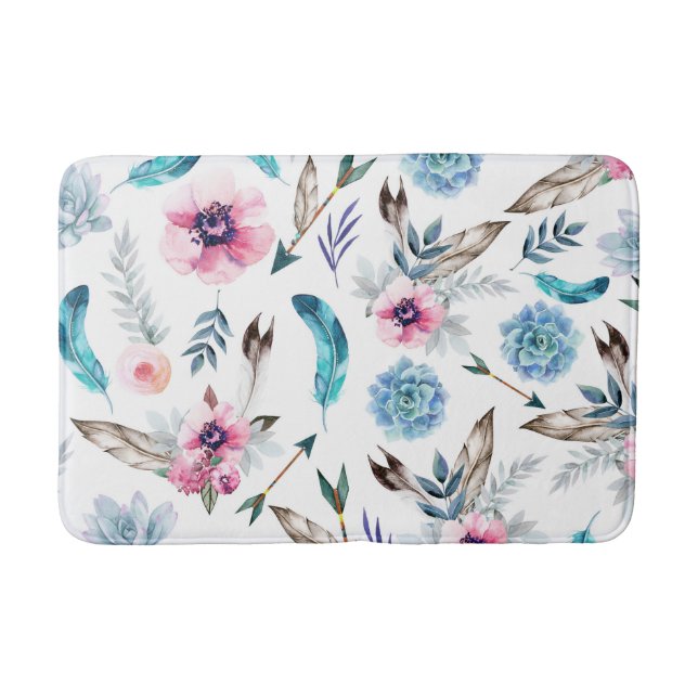 Tapete De Banheiro Boho Chic Floral Menina Boho (Frente)