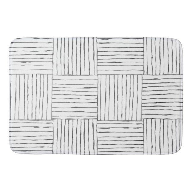 Tapete De Banheiro Boho Ethnic Bath Mat - Design preto e branco (Frente)