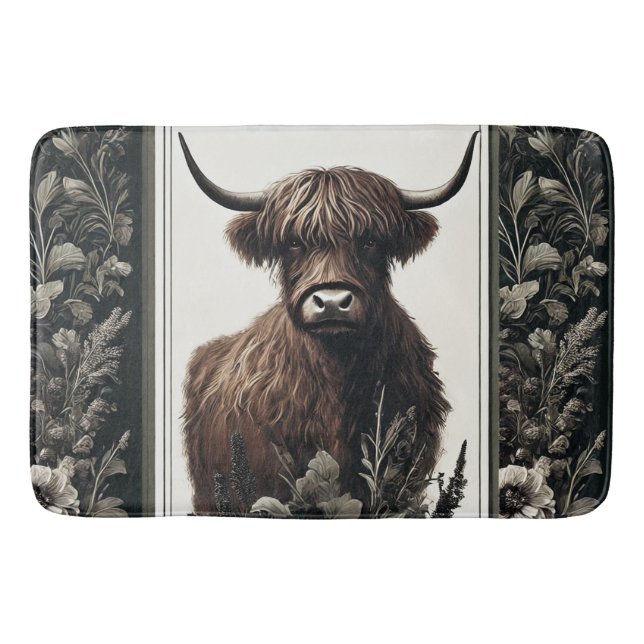 Tapete De Banheiro Boho Highland Cow (Frente)