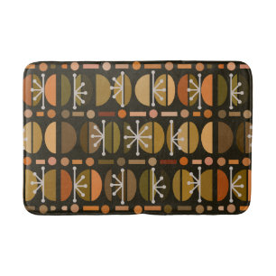 Tapete De Banheiro Boho Retro Bowls Lines Dark Earth Tones