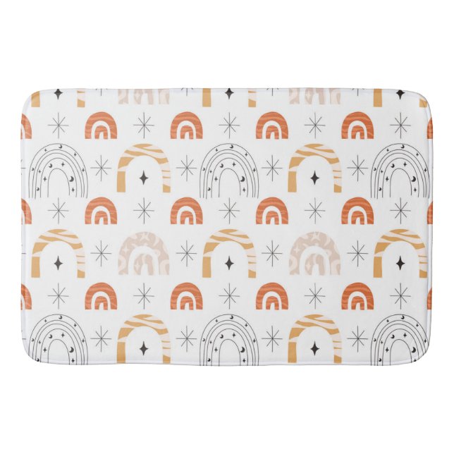 Tapete De Banheiro Boho retro linha arco-íris estrelas da lua (Frente)