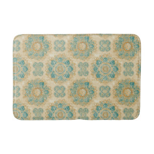 Tapete De Banheiro Boho Turquoise e Sand Beige Mandala