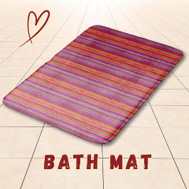 Tapete De Banheiro Boho Vintage Vermelho Violeta Listras - 