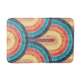 Tapete De Banheiro Boho Watercolor Red Teal Laranja Arco-Íris