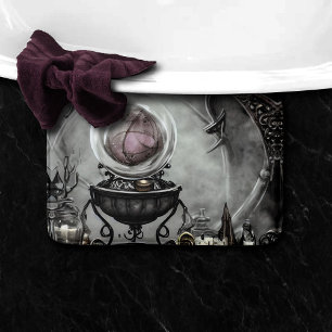 Tapete De Banheiro Bola de cristal roxo e artigos de bruxaria ornamen